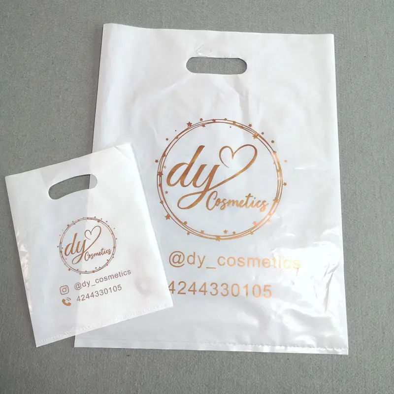 Customize Print Logo Design LDPE/HDPE Merchandise Eco Friendly Handle Plastic Die Cut Bag Shopping Bag For Clothing/Shoe Packing