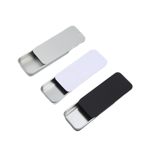Boîtes rectangulaires en fer blanc dépoli avec coulisses, pour cosmétiques, chewing-gums, bonbons - Emballage alimentaire de qualité offset - Product Image 1