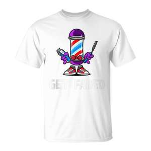 Obtenez le t-shirt Faded Barber Pole Master Barber Haircut - Product Image 1