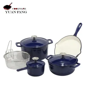 热卖炊具不粘搪瓷铸铁5件厨房锅碗瓢盆炊具套装厂家供应