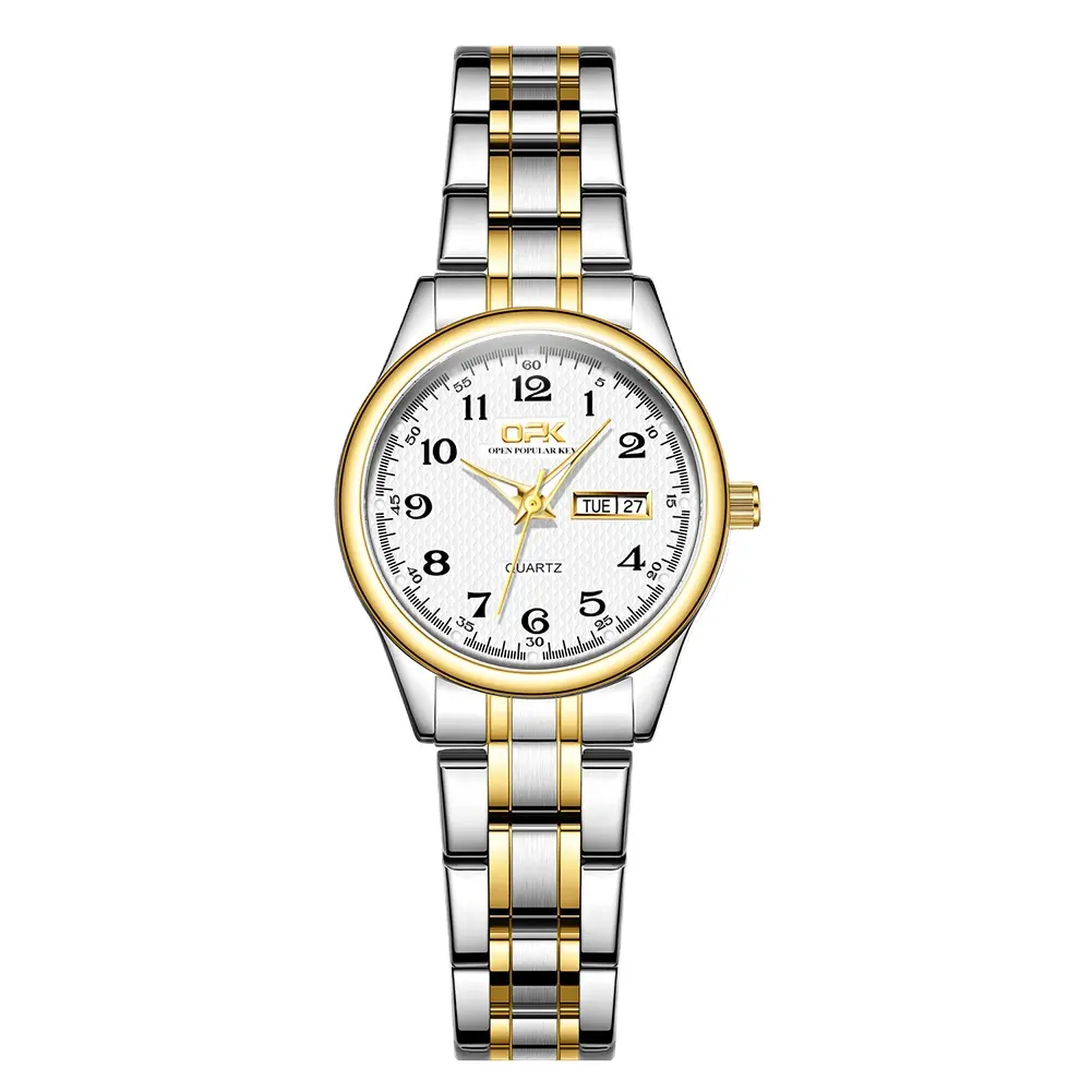レディース腕時計セット女の子用オンラインショッピング腕時計ステンレススチールバンドクォーツムーブメント合金OEMブランドカップル腕時計