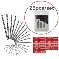 Jeu de 25 mini forets hélicoïdaux HSS 0.5-3mm-forets manuels de précision avec poignée ambre pour bijoux et réparation de PCB 003