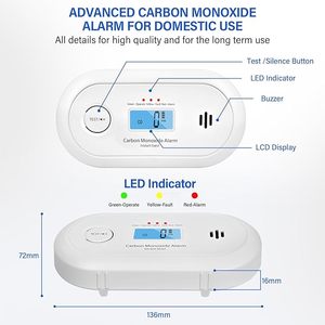 V-COME Carbon Monoxide Alarm With Digital LCD Display, Carbon Monoxide <strong>Detector</strong> With Replaceable CR123A Battery, EN 50291, VC22R - Product Image 6