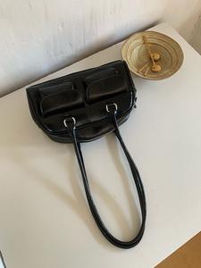 Suede <b>patchwork</b> bucket <b>bag</b>, ladies' large capacity shoulder <b>bag</b>, leather shoulder strap fashion women's <b>bag</b> - Product Image 3