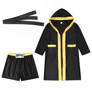 Disfraz de Halloween para Hombre Adulto XJ, Traje de Boxeador, Chaqueta con Capucha Negra, Pantalones Cortos Deportivos - Product Image 5