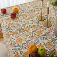 Nappe circulaire en lin 100% motif Panama avec impression numérique personnalisée