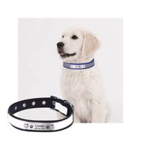 Collier de chien chat en microfibre personnalisé solide avec logo gravé sur mesure, collier en cuir robuste et durable avec bande réfléchissante pour chien