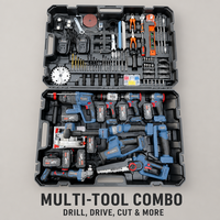 Perceuse à percussion électrique sans fil 21V avec batterie au lithium, kit de 10 pièces, outil de polissage et de découpe, pour le marché international