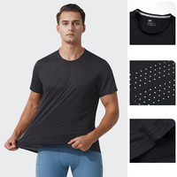 T-shirt personnalisé impression à séchage rapide respirant Fitness Training Running T-shirt de couleur unie pour hommes Vente en gros