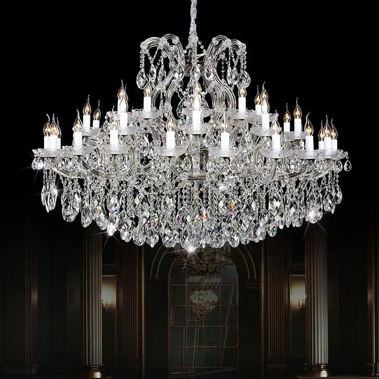 Lámpara de estilo europeo clásico de nuevo diseño 2013, vela cromada, lámpara de araña de cristal Maria Theresa, luces colgantes para sala de estar de Hotel