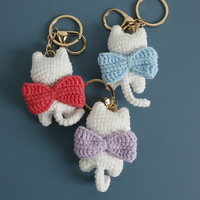 2025 crochet chat porte-clés Kitty poupée mignon Anime porte-clés arc Kitty sac breloque pendentif suspendu porte-clés
