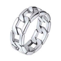 Vente en gros de bagues pour hommes Joyyo Fashion en acier inoxydable 316L plaqué zinc noir, chaîne de 7 mm, personnalisées, style punk biker, pour cadeau