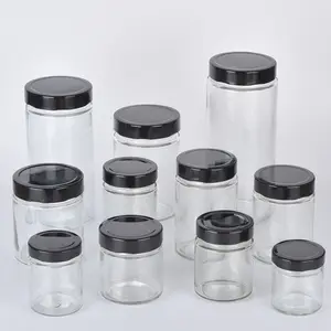 De gros 12 oz pots de miel-Pot rond vide en verre transparent, récipient de stockage des aliments, pour miel avec couvercle en métal, 8oz 12 oz, vente en gros, pièces