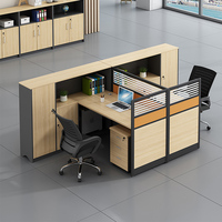 Mobilier de bureau Table en bois pour personnel de bureau Bureau de poste de travail modulaire avec tiroir 2 bureaux pour 4 personnes