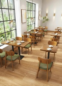 Juego de Comedor de Madera Ecológico y Duradero para Uso Comercial Moderno, Personalizable para Restaurantes, Centros Comerciales, Hoteles y Bares, con Mesa y Sillas - Product Image 3