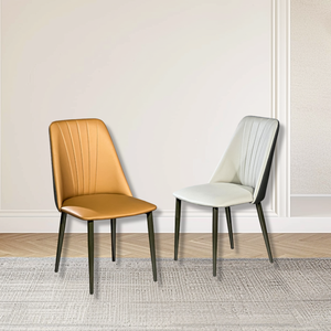 Chaise de salle à manger en cuir moderne et confortable Lu avec dossier pour la maison et l'hôtel, pieds en métal - Product Image 6