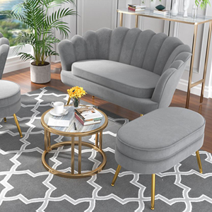 Canapé nordique simple moderne en velours et métal pour salon à la maison et réception <span class=keywords><strong>de</strong></span> bureau pour hôtels et appartements - Product Image 4