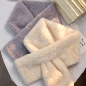 Syal Tebal Musim Gugur dan Musim Dingin Syal Bulu Hangat Wanita Syal Bulu Kelinci Motif Macan Tutul - Product Image 3