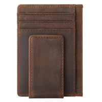 Dompet Kulit Asli Anti Maling Tahan Air Model Slim Unisex Kustom, Produksi Cina, Berhias Aluminium Embos, Promo Hot Sale