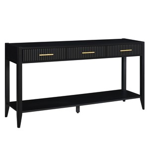 Mesa Consola Moderna de Madera Maciza Pintada con Detalles Ecológicos, 3 Cajones y Estantes de Almacenamiento para Sala de Estar, Villa, Hotel, Entrada - Product Image 3