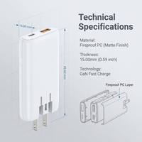 Chargeur rapide GaN 65W USB-C USB-A double port ultra-plat pour ordinateur portable avec prise interchangeable EU US AU UK détachable
