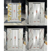 Armoire Almirah moderne à 2 tiroirs en fer et acier avec porte en verre, armoire à miroir coulissante pour le rangement des vêtements, armoire de chambre à coucher