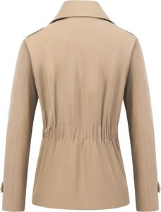Gabardina Corta para <span class=keywords><strong>Mujer</strong></span>, Clásica, con Doble Botonadura, Repelente al Agua - Product Image 2