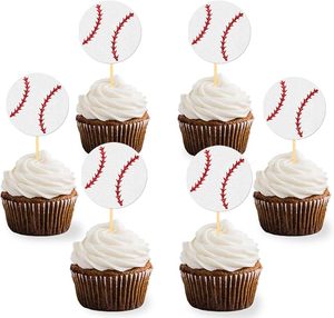 Décorations de cupcakes sur le thème du baseball, avec paillettes, pour fête sportive, baby shower, anniversaire de garçon - Product Image 5