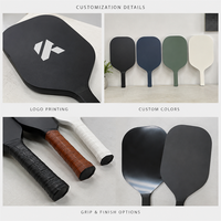 Raket Pickleball Serat Karbon T700 Custom MOQ Rendah, Inti Sarang Lebah PP 13mm, Matte atau Glossy