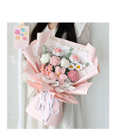 Bouquet de laine tricoté bricolage fait à la main Macaron fleur tissée à la main cadeau pour meilleur ami petite amie cadeau de la Saint-Valentin