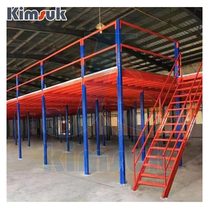 מתכת תעשייתית אטטי אחסון מדפי רצפה מזנין מדפים עם מדרגות פלדה ריצוף פלטפורמה פלדה לריפוי מחסן - Product Image 1