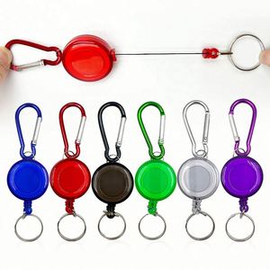 <b>Custom</b> Logo Outdoor Cheap Aluminum Lightweight Carabiner ID Badge Holder Reel Clip Portable Retractable <b>Keychain</b> - Product Image 3