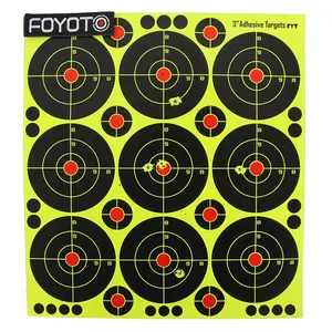 9pcs 3 Inches Splatter Burst Reactive Shooting Paper Target - Shots Burst Bright Fluorescent Yellow Upon Impact