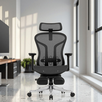 Chaise de bureau de direction ergonomique moderne à dossier ouvert, confortable, pivotante, en maille, réglable, avec soutien lombaire auto-ajustable