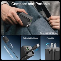 Adaptateur de chargeur mural pour téléphone portable avec câble rétractable intégré, PD QC3.0 Type C, charge rapide, pour iPhone Android, vente en gros personnalisée