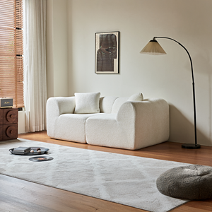 Ensemble de canapé sectionnel blanc en velours capitonné de luxe à deux places, mousse hautement compressée, moderne, luxueux, capitonné, villa, appartement - Product Image 1