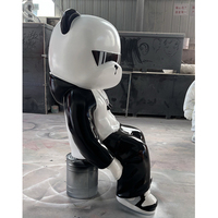 Personnaliser grand extérieur résine artisanat dessin animé panda statue sculpture artistique en fibre de verre mascotte modèle pour parc boutique affichage