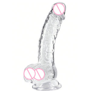 Heldere transparante realistische dildo met sterke zuignap, kristallen siliconen penis, handsfree seksspeeltje voor vrouwen, mannen en koppels - Product Image 1