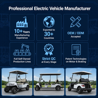 Voiturette de golf électrique 4 places, 35 km/h, autonomie 90 km, système multimédia, pneus en alliage de 14 pouces, châssis en acier, sièges en cuir PU, pour usage en station balnéaire