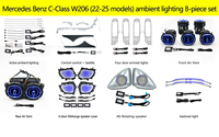 Juego de 8 Piezas de Luces Ambientales para Auto con Control de Pantalla de 64 Colores para Mercedes Benz Clase C W206 (2022-2025)