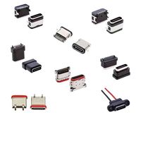 Connecteur femelle TYPE-C étanche 6P/16P/24P vertical/horizontal à montage DIP IP67/IP68 USB 3.1 en cuivre