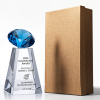 Trophée en cristal biseauté personnalisé, design globe diamanté, pour tournois scolaires et sportifs professionnels