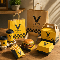 Boîtes à emporter pour restaurant, emballages alimentaires personnalisés en papier kraft jetables pour la restauration rapide, hamburgers, ailes de poulet, frites, déjeuner