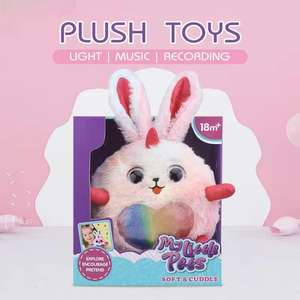 سماعات ألعاب محشوة من القطيفة المتكررة على شكل أرنب على شكل منحدر مع مسجل أصوات وأضواء حيوان محشو لطيف للأطفال - Product Image 3