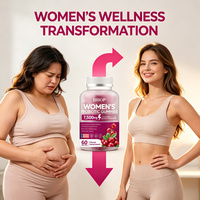 Probiotische Gummies voor Vrouwen, Cranberry, Urineweggezondheid, Vrouwelijke Gezondheid, Vitamine C & E, Lactobacillus, Immuunondersteuning, 7500mg, 60 stuks