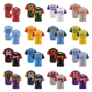 Vente en gros de maillots de baseball respirants grande taille vierges, personnalisables avec logo et nom imprimés numériquement, uniformes de baseball avec rayures cousues et boutons - Product Image 2