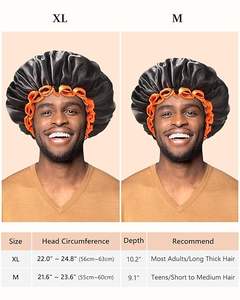 <span class=keywords><strong>Bonnet</strong></span> <span class=keywords><strong>de</strong></span> cheveux en satin personnalisé Bonnets en soie noire pour les couches <span class=keywords><strong>de</strong></span> cheveux <span class=keywords><strong>XL</strong></span> Cheveux <span class=keywords><strong>de</strong></span> <span class=keywords><strong>bain</strong></span> Bord jaune vif Extra Large Bonnets <span class=keywords><strong>de</strong></span> douche noirs - Product Image 2