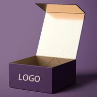 Boîte-cadeau pliable de luxe personnalisée de luxe de marquage à chaud de logo fermeture magnétique violet noir