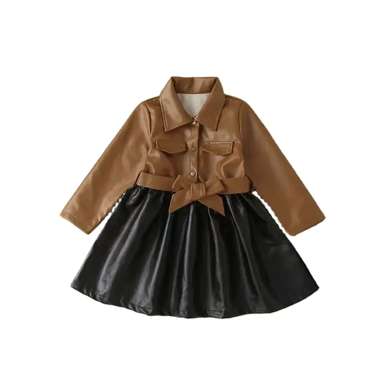 Hot sale 2022 Girls Fashion Leather Skirts For Kids Baby Girl Winter Clothes 2 Pcs Valentine Dress Christmas Dress