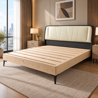 Cadre de lit moderne en bois et cuir au design simple pour chambre à coucher – Cadre de lit de luxe classique